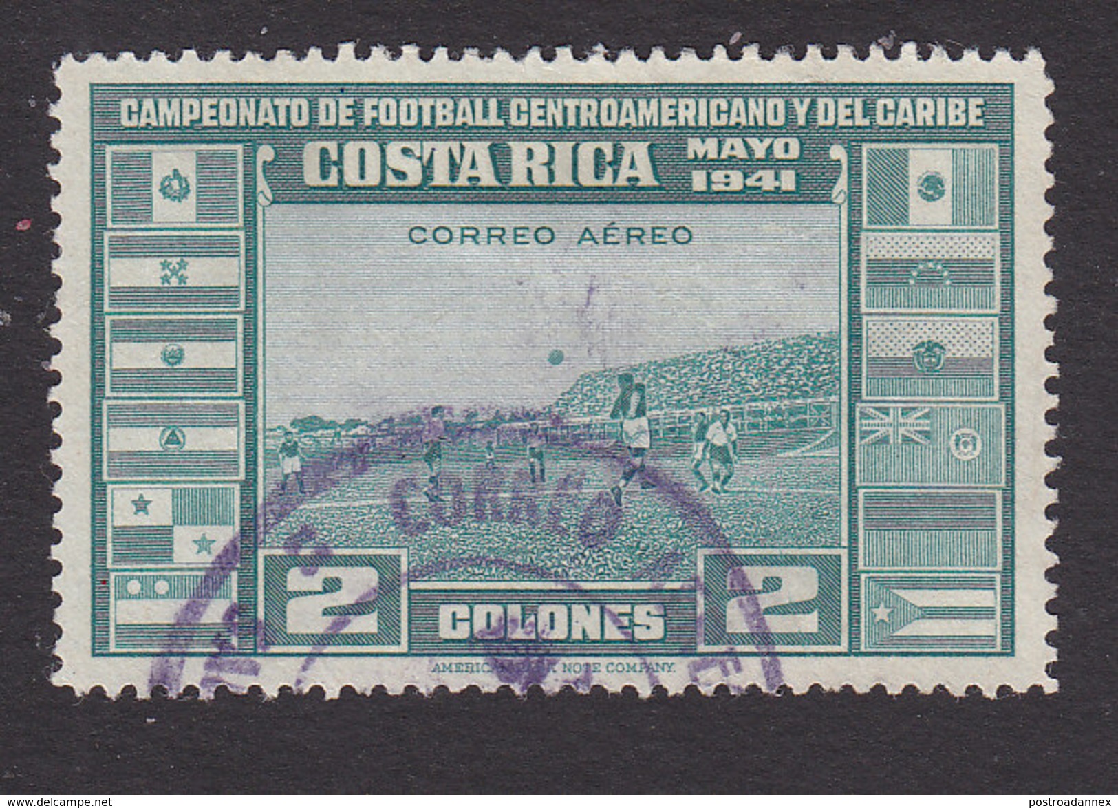 Costa Rica, Scott #C65, Used, Soccer, Issued 1941 - Costa Rica