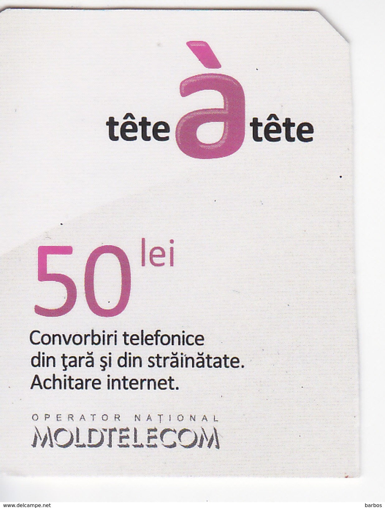 Moldova ,  Moldavie  , Prepaid Phonecards - Moldtelecom - Tete-a-tete , 50 Lei , Used - Moldavie