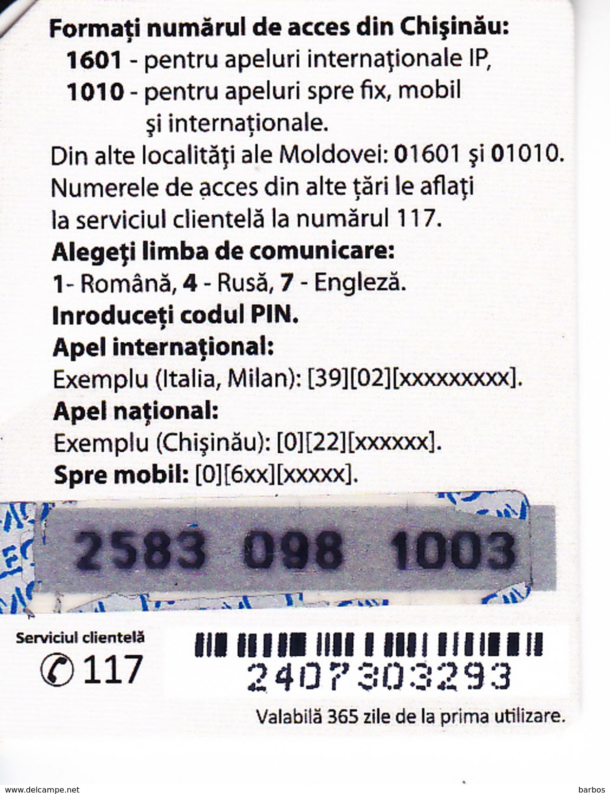 Moldova - MOLDOVA - Moldtelecom 50 units Prepaid card ,used