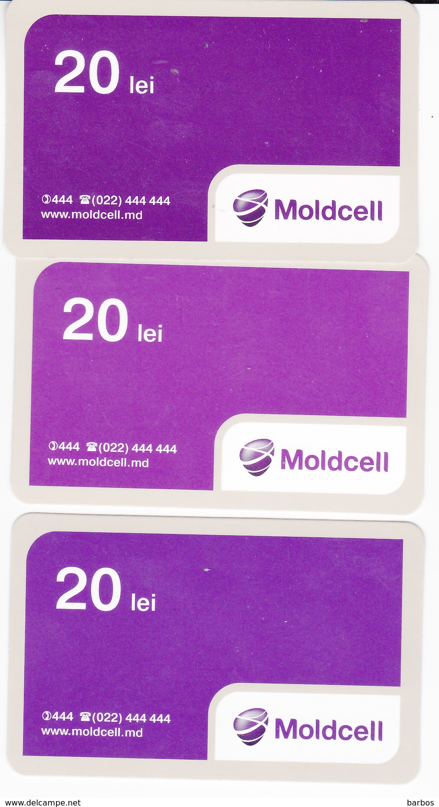 Moldova , Moldavie  Moldau ,  Prepaid Phonecard -  Moldcell , 20 Lei - 3 Differents Cards , Paper , Used - Moldavie