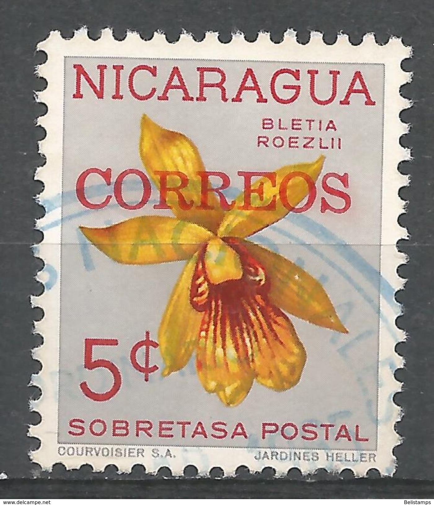 Nicaragua 1962. Scott #RA73 (U) Bletia Roezlii, Flower, Orchid - Nicaragua