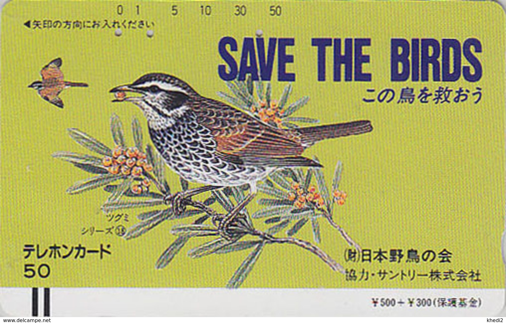 TC Ancienne JAPON / 110-14088 - Série 1 SAVE THE BIRDS 18/60 - OISEAU GRIVE - BIRD JAPAN Front Bar Phonecard - Passereaux