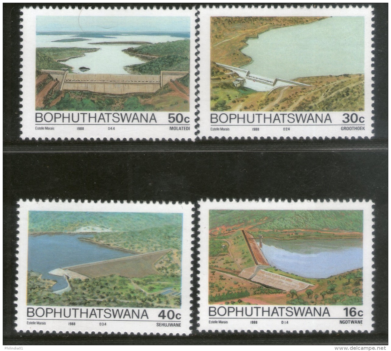 Bophuthatswana 1989 Dams Irrigation River Architecture Lake Sc 216-19 MNH # 148 - Bofutatsuana