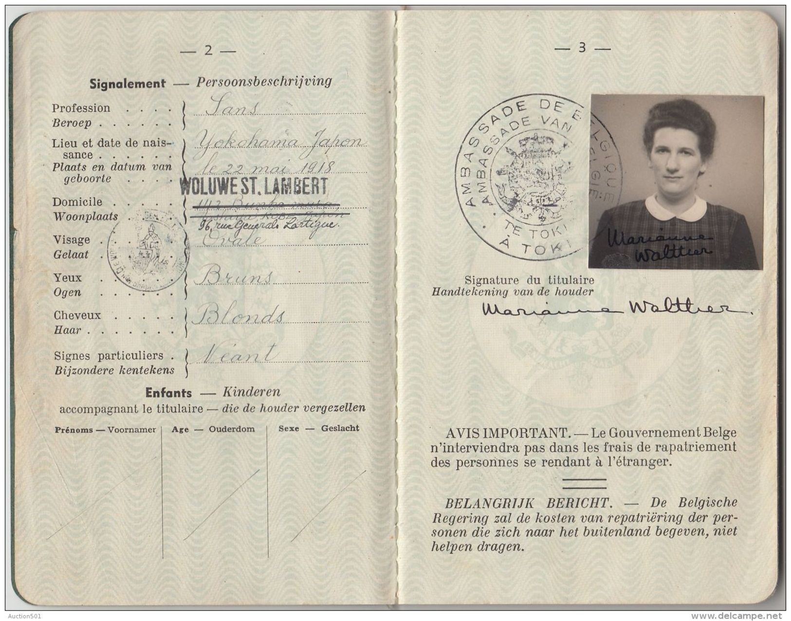 26455g  ROYAUME DE BELGIQUE - PASSEPORT COMPLET - BRITISH - KOBE - Non Classés