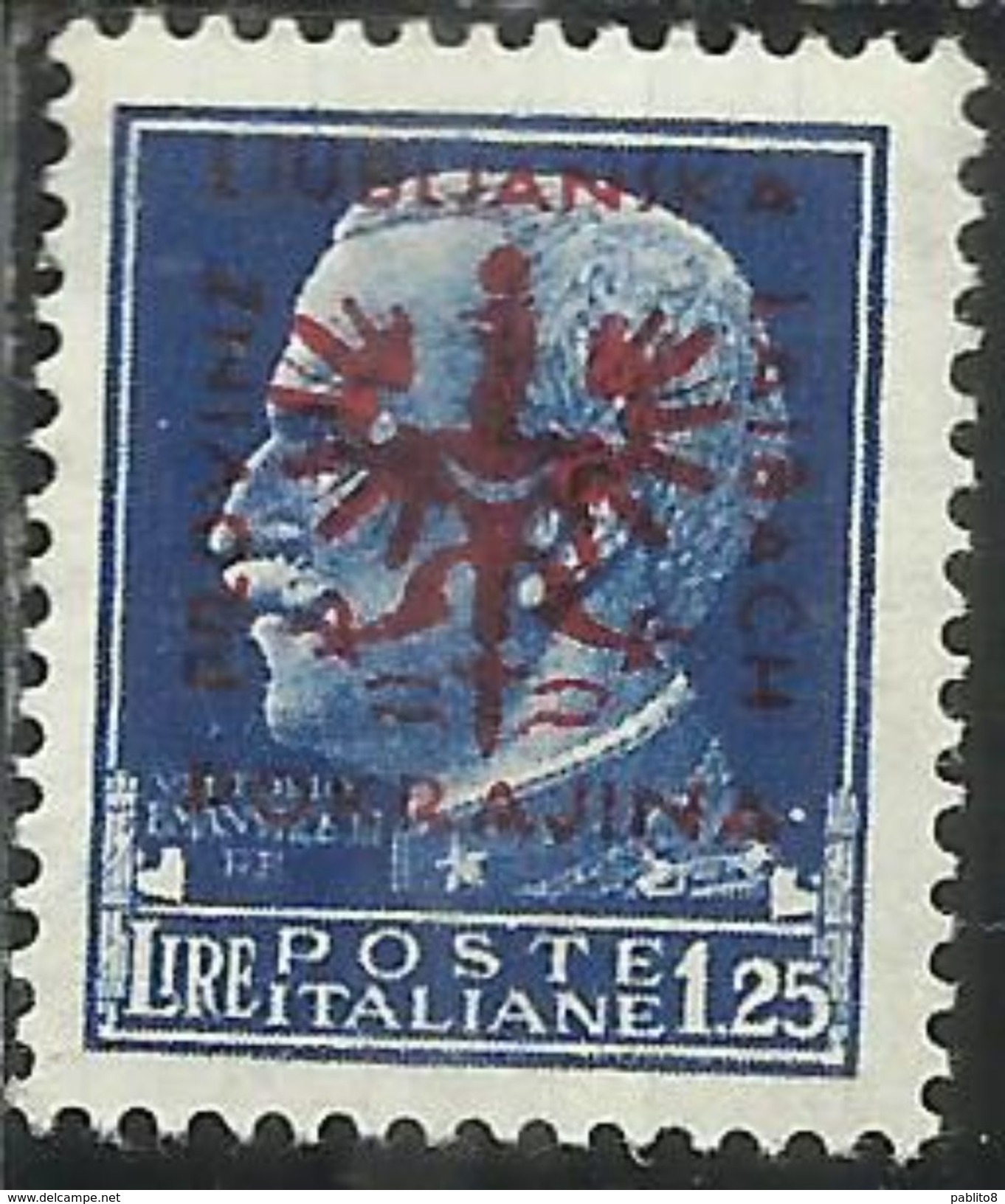 OCCUPAZIONE ITALIANA ITALY OVERPRINTED SOPRASTAMPATO D' ITALIA 1944 LUBIANA TEDESCA GERMAN OCCUPATION LIRE 1,25 MNH - Duitse Bez.: Ljubljana