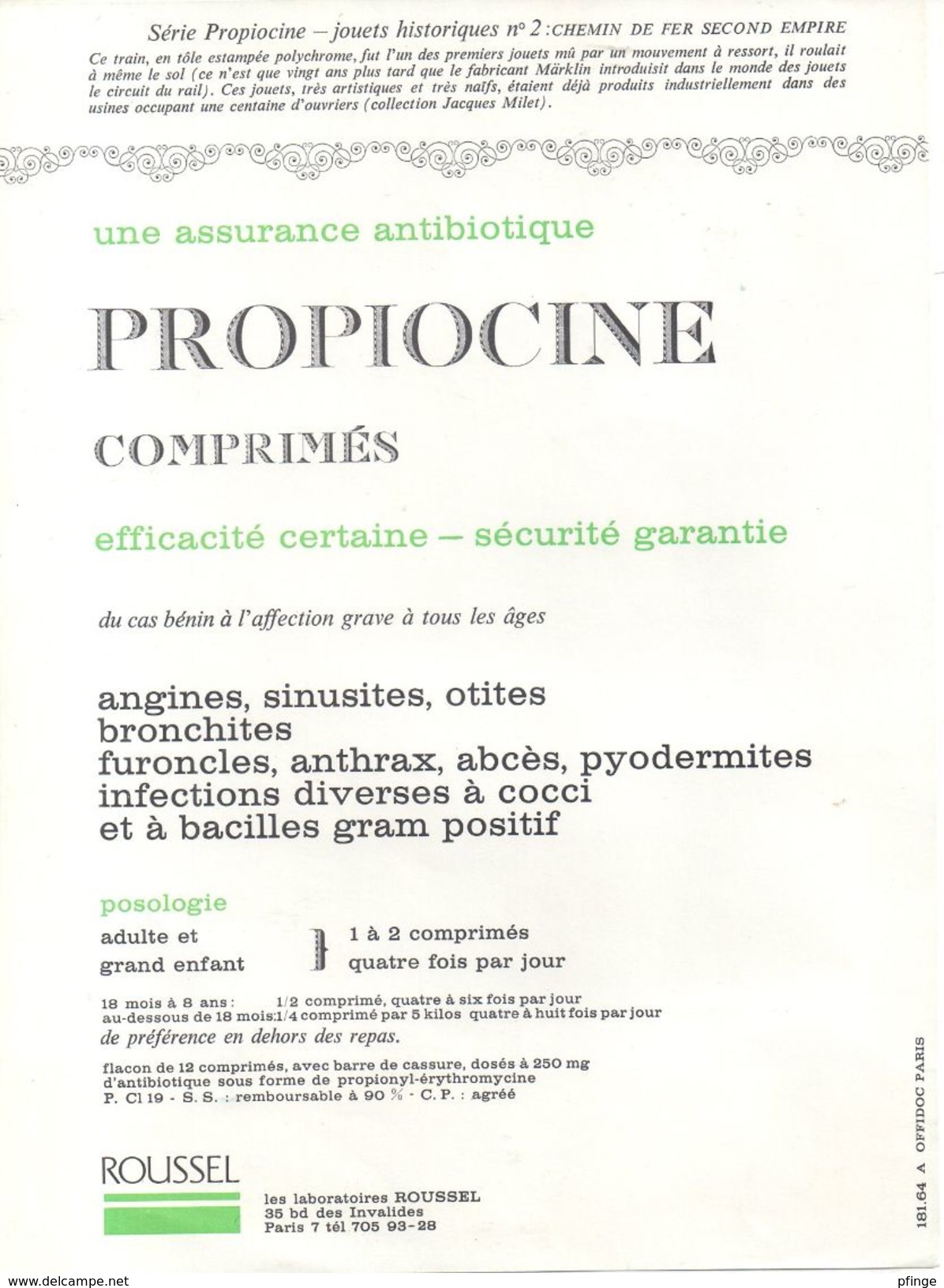 Chemin De Fer Second Empire - Publicité Médicale Roussel - Propiocine ( Jouets Historiques N°2 ) - Giocattoli Antichi