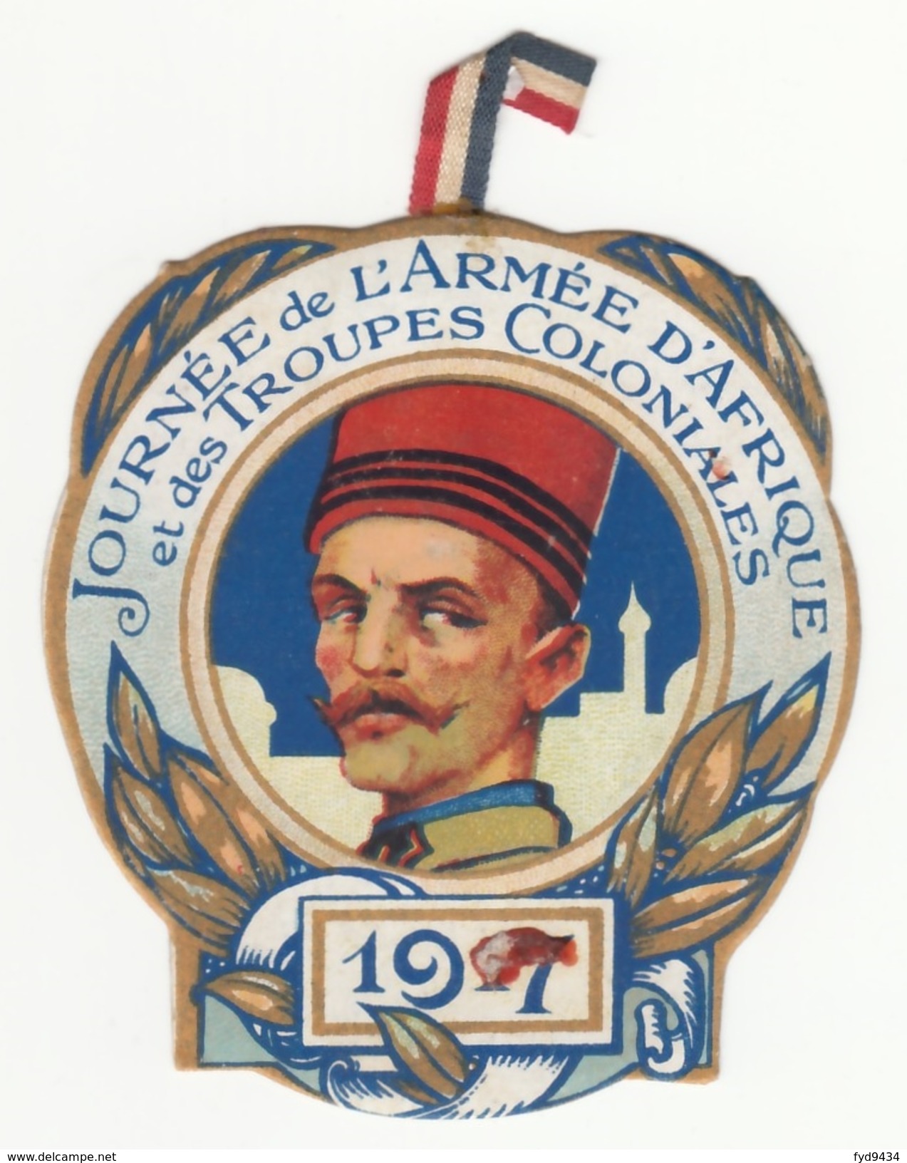 Insigne En Carton Journée De L'Armée D'Afrique Et Des Troupes Coloniales - 1917 - Otros & Sin Clasificación