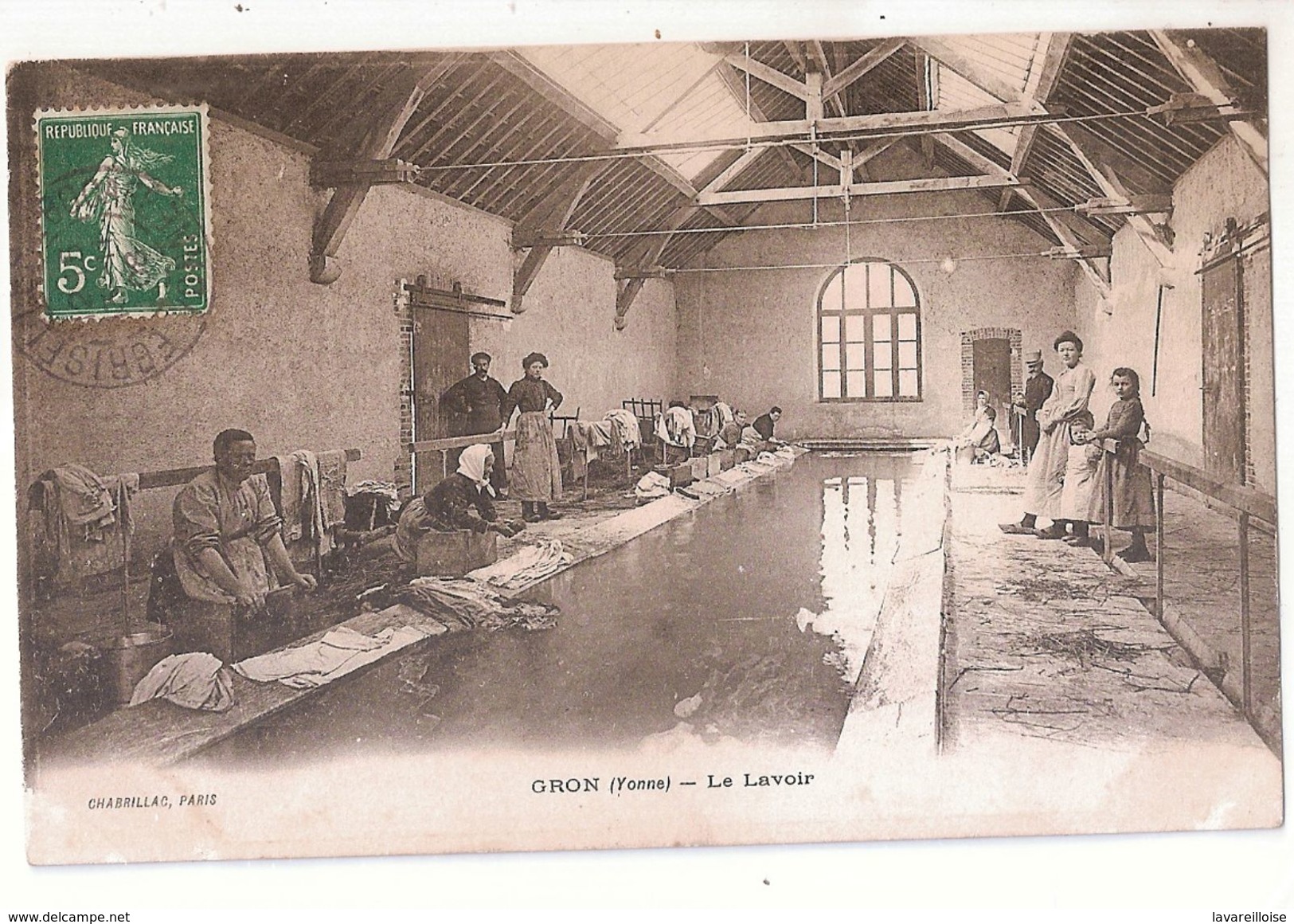 CPA 89 GRON LE LAVOIR LAVANDIERES AU TRAVAIL RARE BELLE CARTE !! - Autres & Non Classés