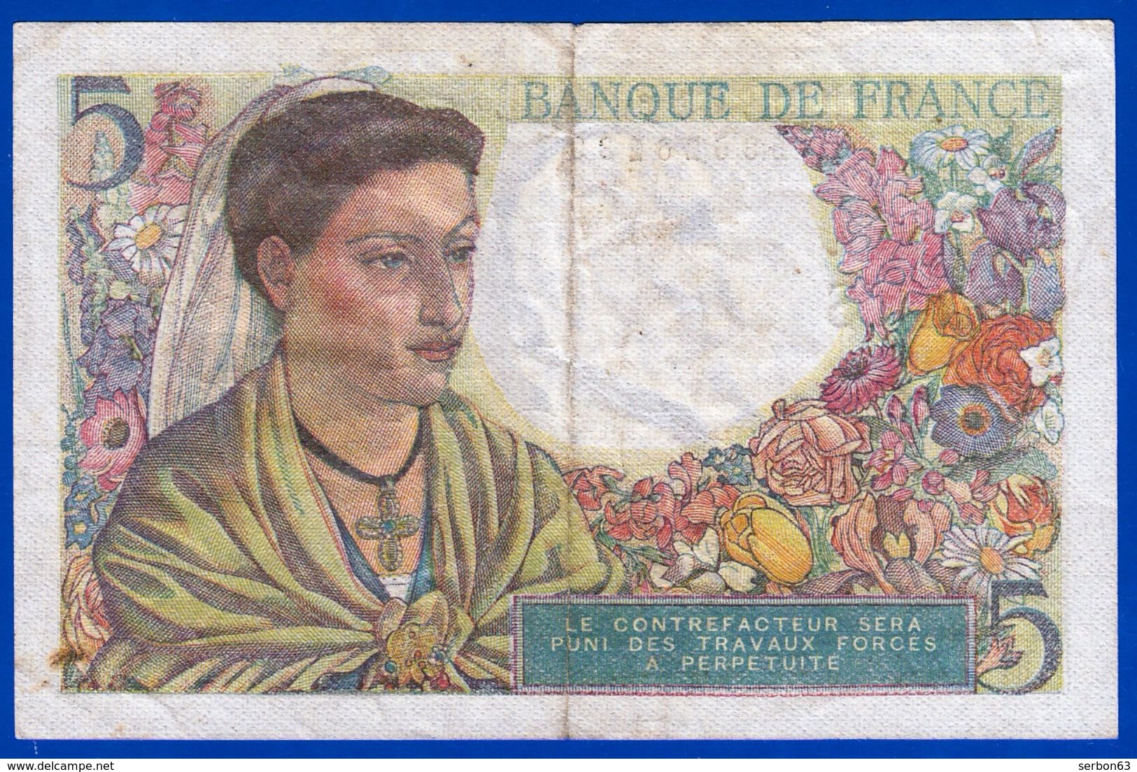 5 FRANCS BERGER TYPE 1943 BILLET DE LA BANQUE DE FRANCE 5/4/1945 ALPHABET M.144 N° 26230 EN L'ETAT - NOTRE SITE Serbon63 - 5 F 1943-1947 ''Berger''