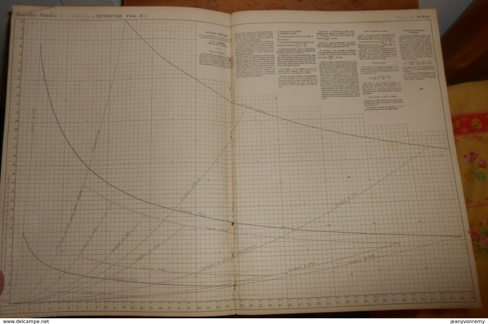 Plan De La Méthode Graphique Aux Distributions D'eau. 1857. - Travaux Publics