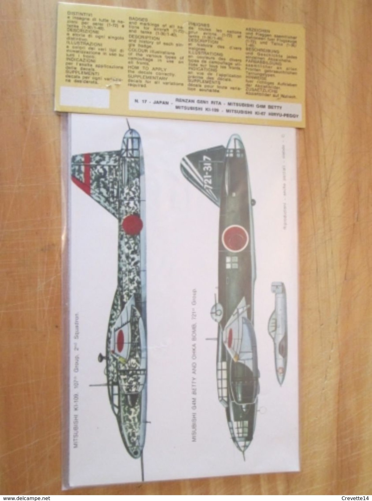 DEC514 Planche De Décals Additionnels ESCI Années 70/80 BOMBARDIERS JAPS Ki-109, BETTEY RITA ET PEGGY  Complète Et Non C - Decalcografie