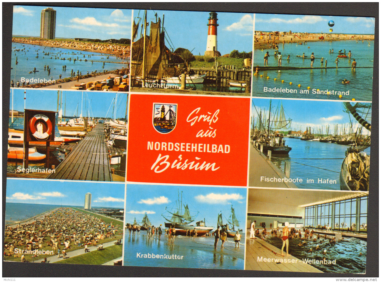 Ak Gruß Aus Nordseeheilbad Büsum Mehrbildkarte Gelaufen1986 - Buesum