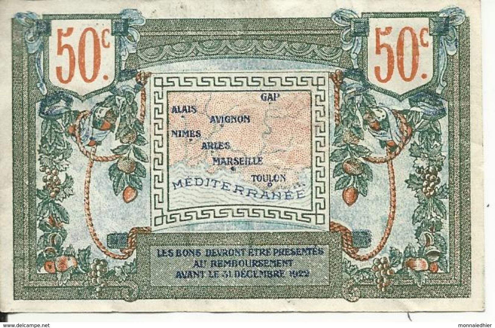 REGION PROVENCALE , 50 Centimes , Chambre De Commerce De MARSEILLE , R Série 27 , Etat: TB+ - Chamber Of Commerce