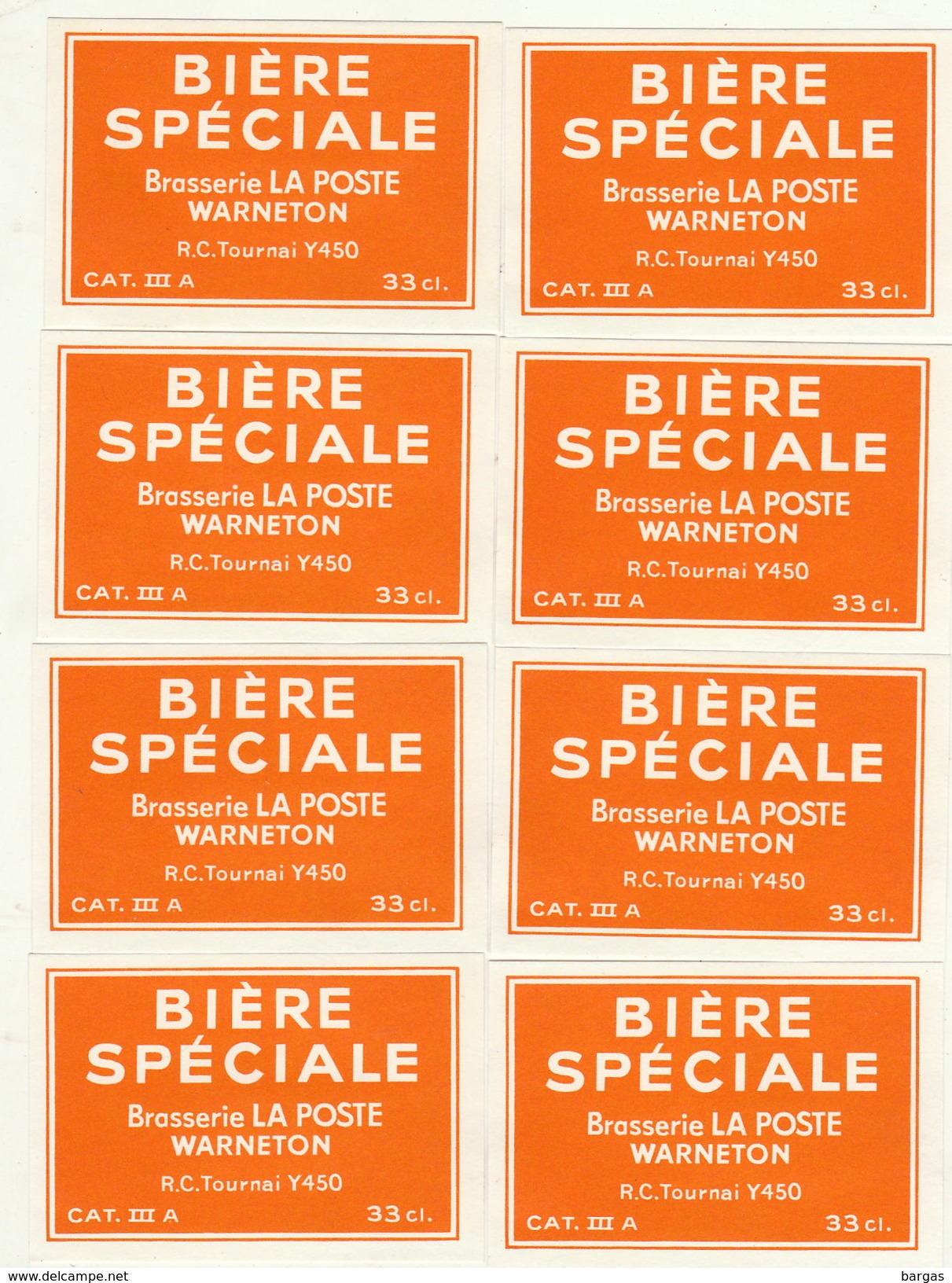 8x Etiquette De Bière Brasserie Laposte Warneton Tournai - Beer