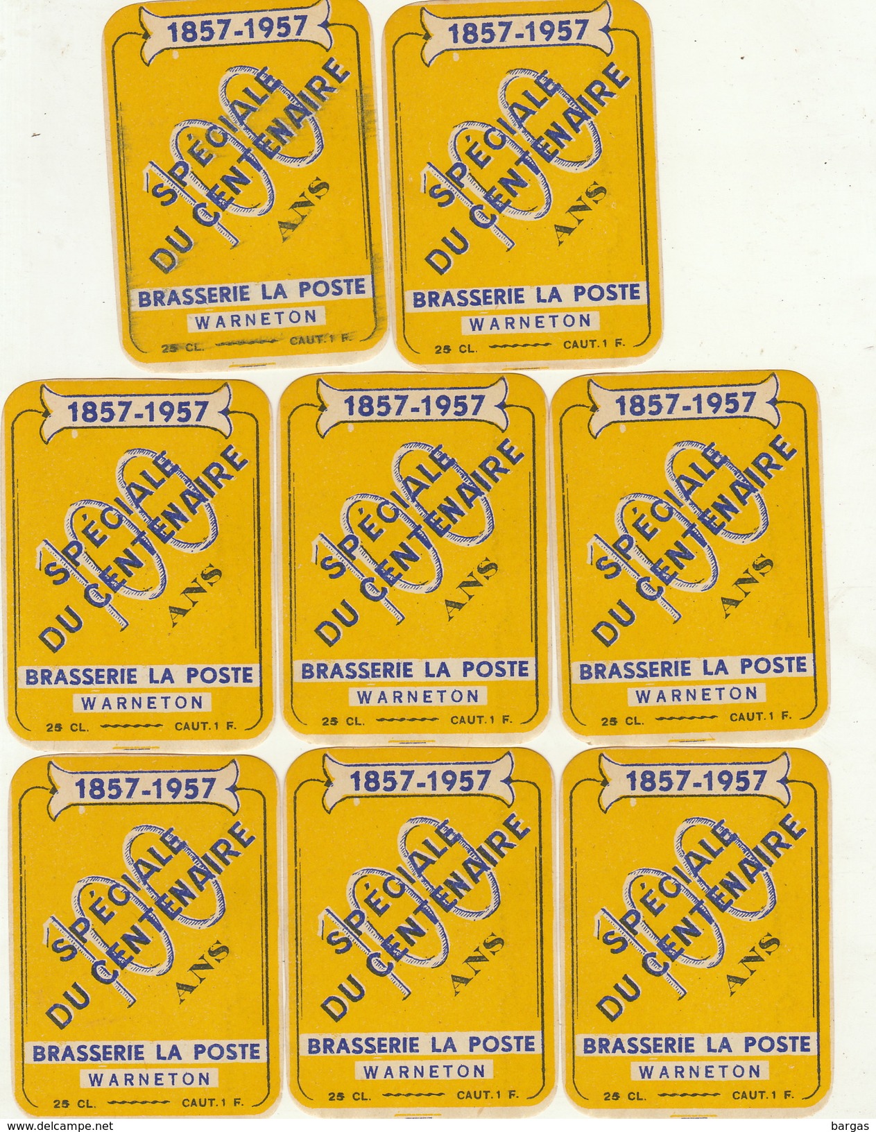 8x Etiquette De Bière Brasserie La Poste Warneton Tournai - Beer