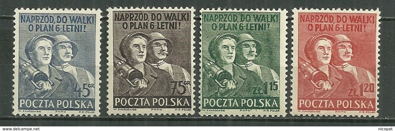 POLAND MNH ** 585 585A 585B 585C émis En Faveur De La Réalisation Du Plan Sexennal - Neufs