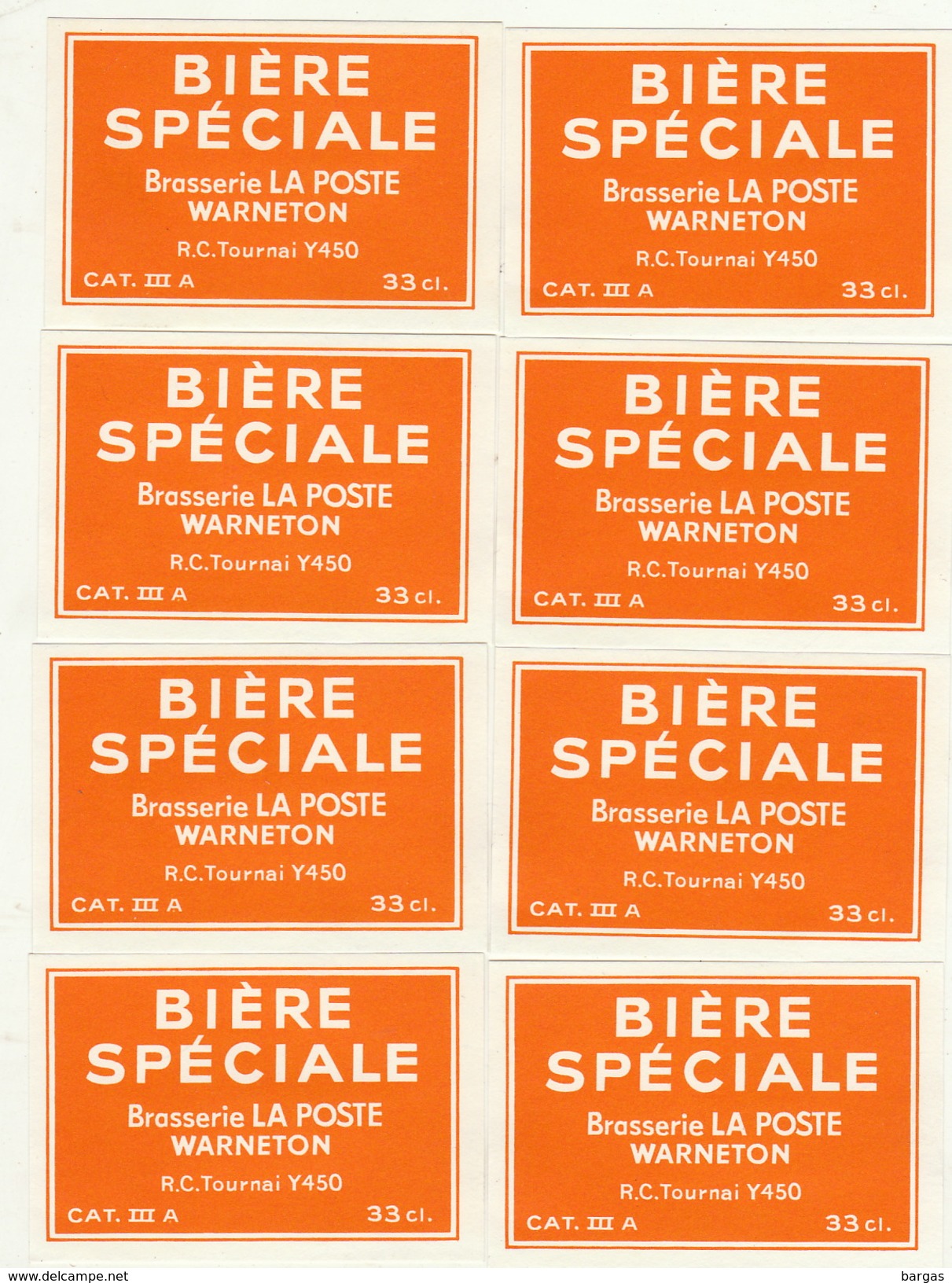 8x Etiquette De Bière Brasserie La Poste Warneton Tournai - Bière