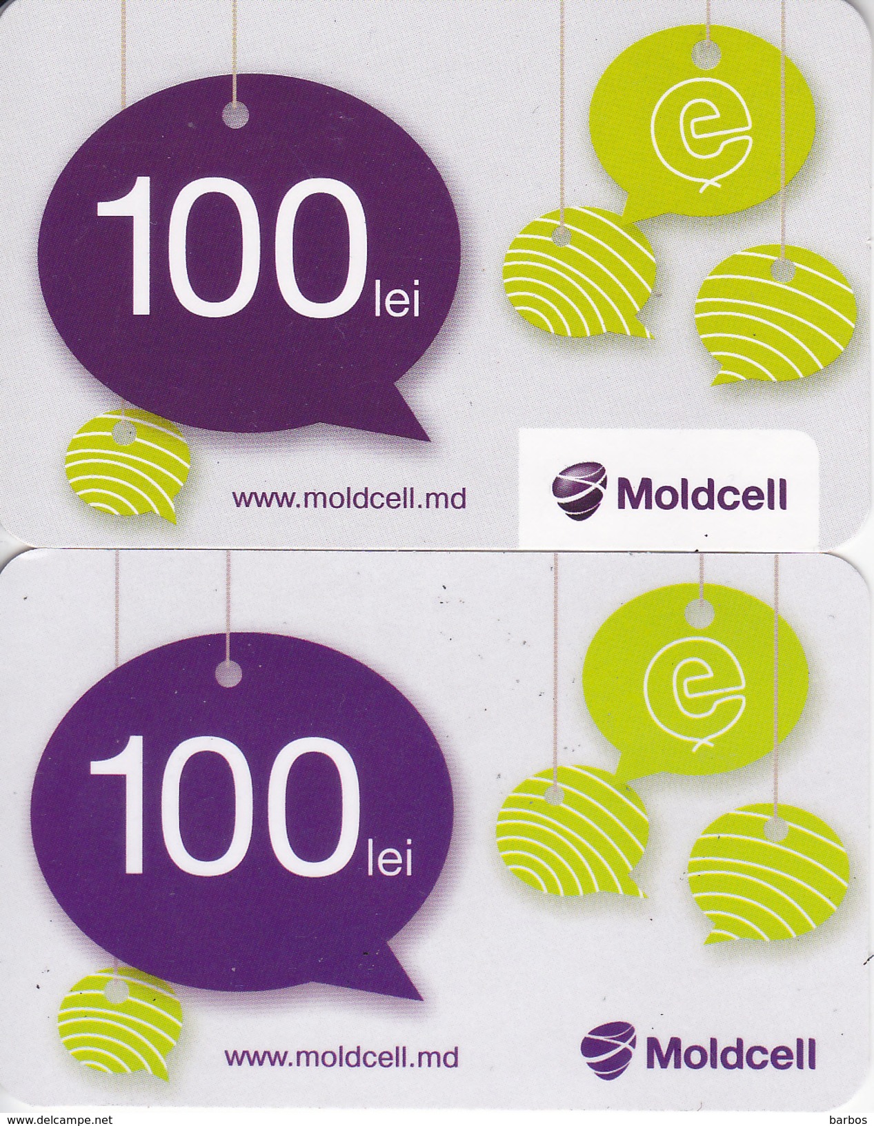 Moldova , Moldavie  Moldau , Prepaid  Phonecard - Moldcell , 100 Lei , 2 Tipes- Differents , Paper , Used - Moldova