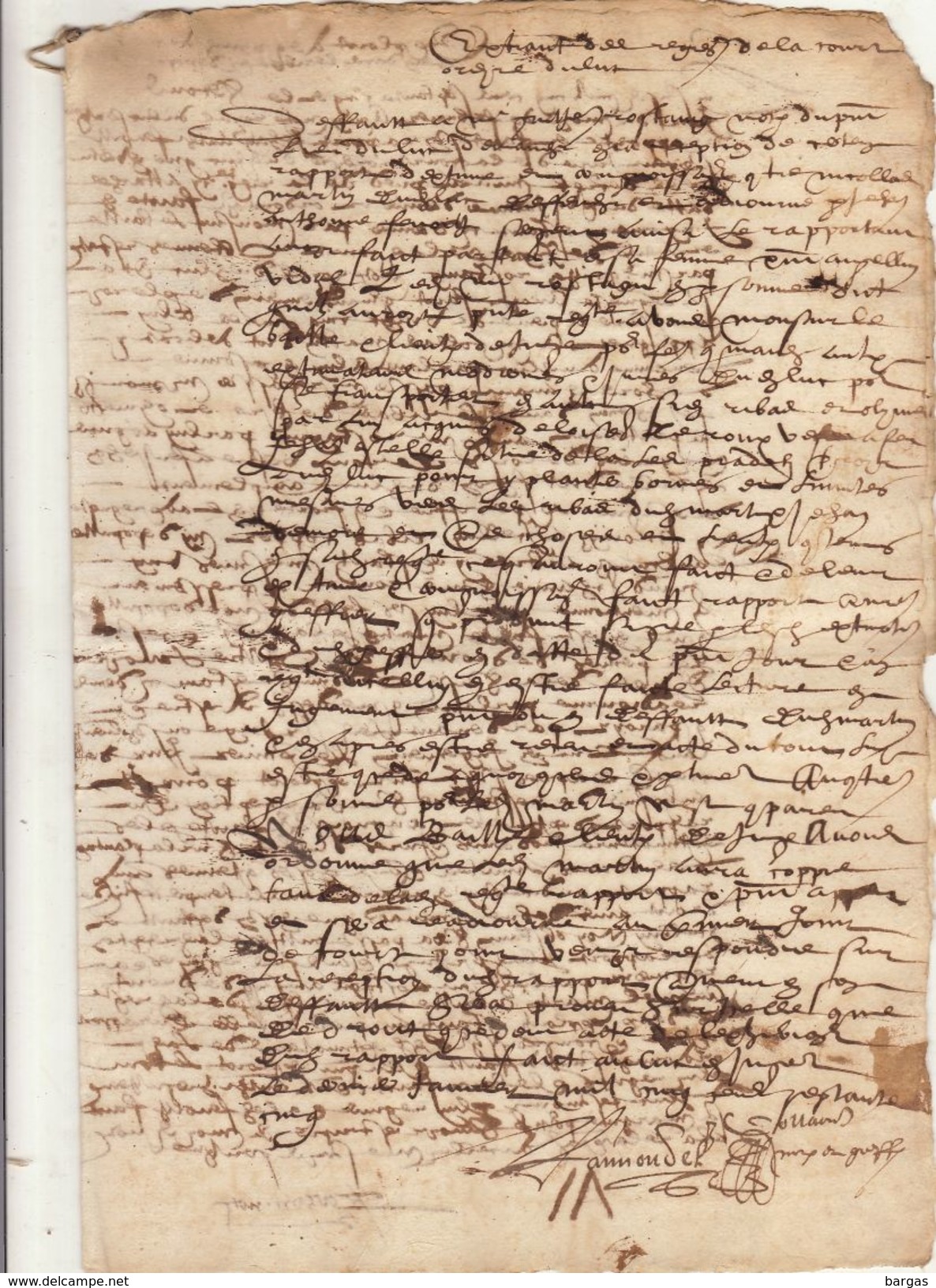 Document Manuscrit Ancien De 1575 En 4 Pages - Manuscrits