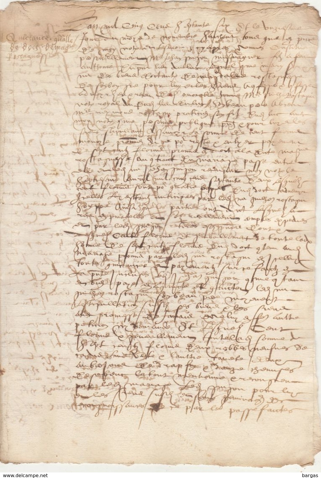 Document Manuscrit Ancien De 1576  En 4 Pages - Manuscrits