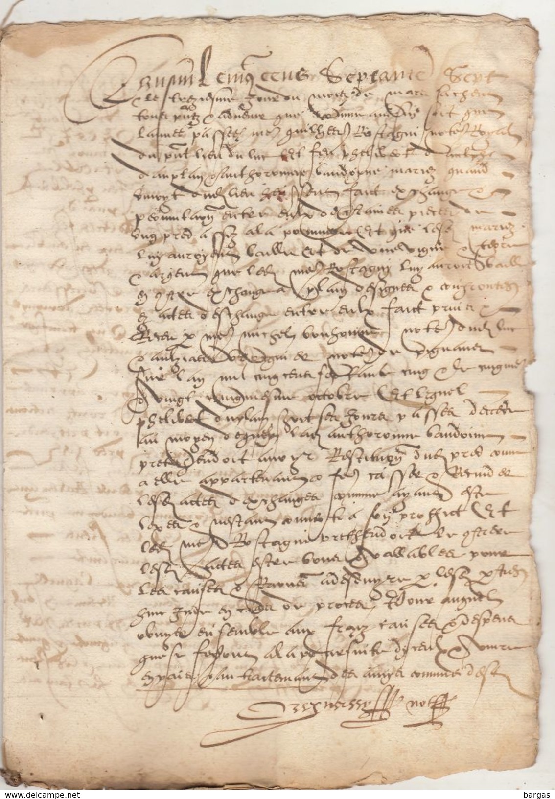 Document Manuscrit Ancien De 1577  En 6 Pages - Manuscrits