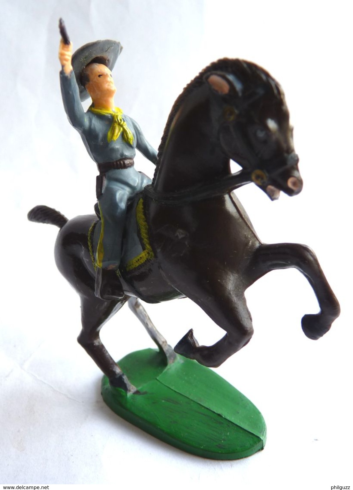 TRES RARE FIGURINE Clairet CAVALIER SUDISTE REVOLVER - Starlux