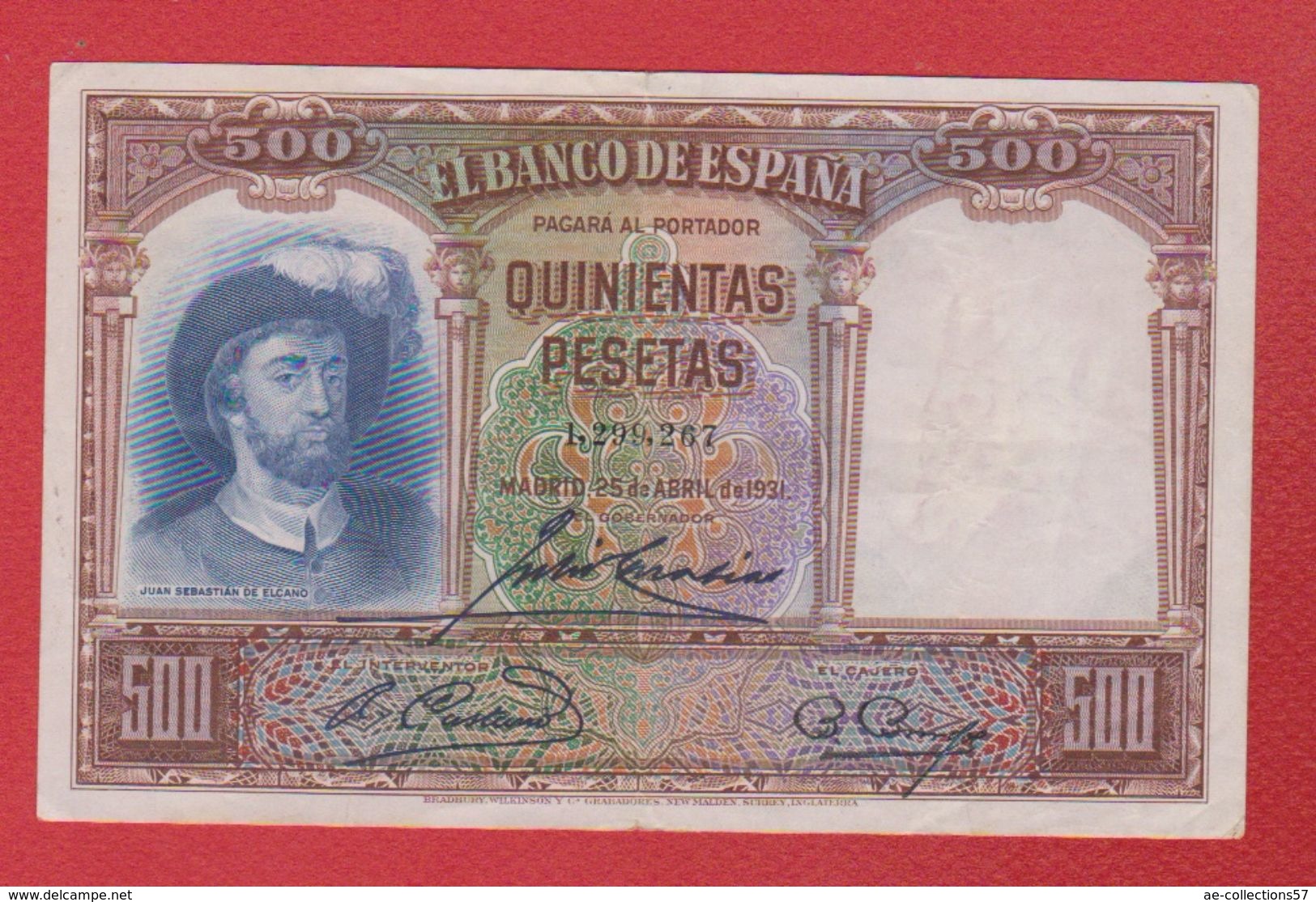 Espagne  --   500 Pésetas  25 Avril 1931 -  état  TTB - 500 Pesetas