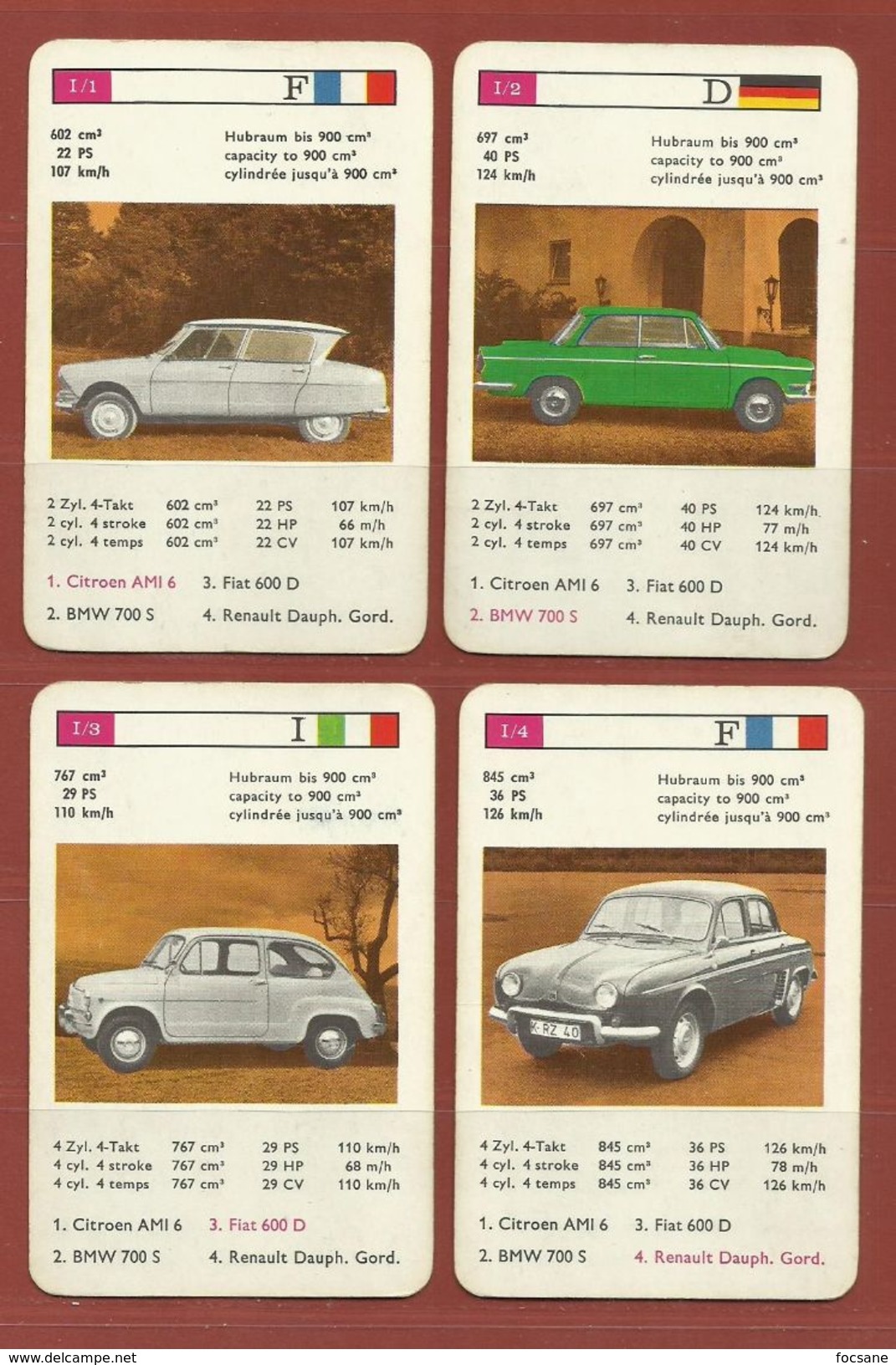 Jeu De Cartes Autos Année 1986 - Autres & Non Classés