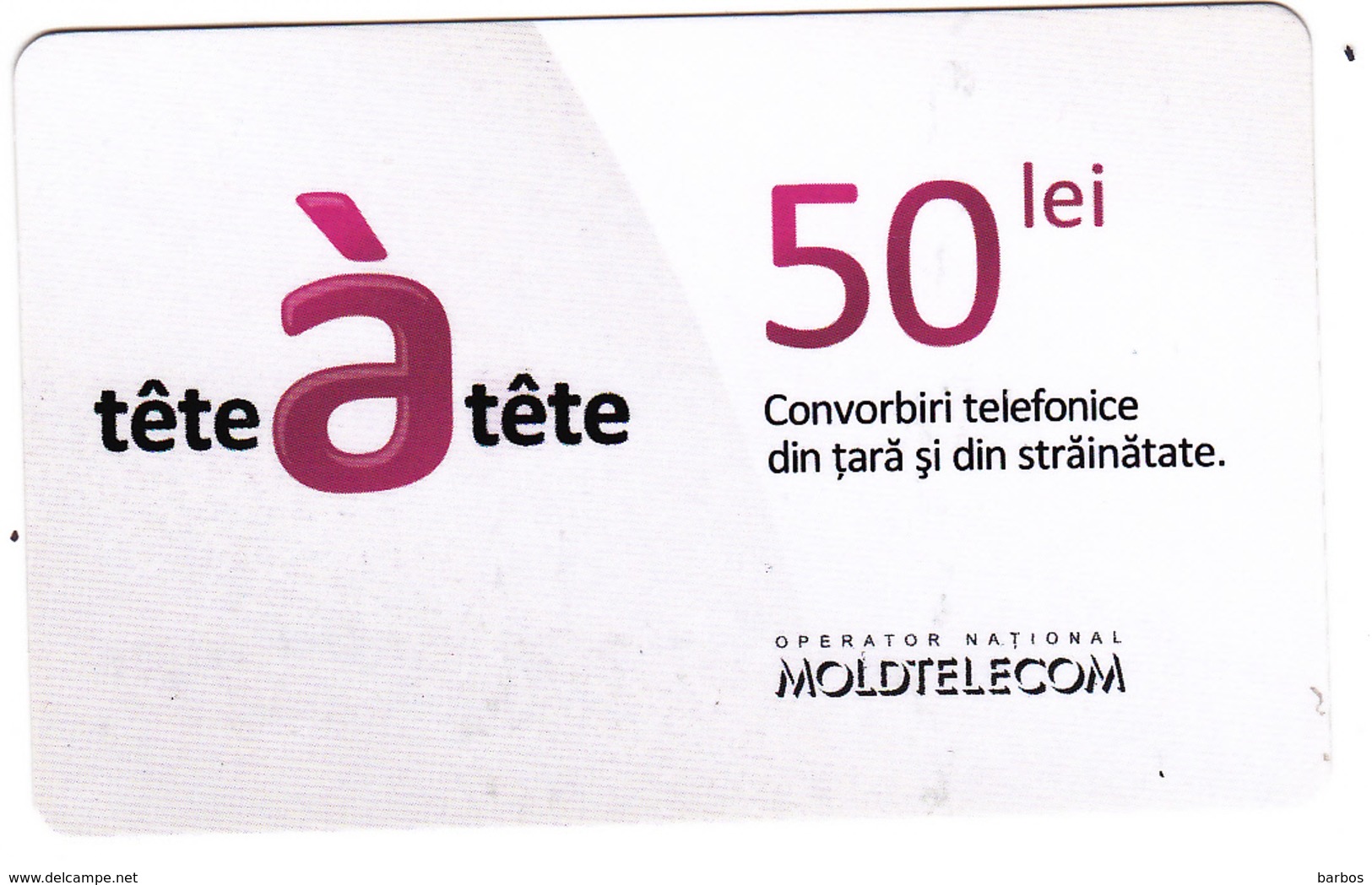 Moldova ,  Moldavie  , Prepaid Phonecards - Moldtelecom - Tete-a-tete , 50 Lei , Glossy Paper , Used - Moldavië