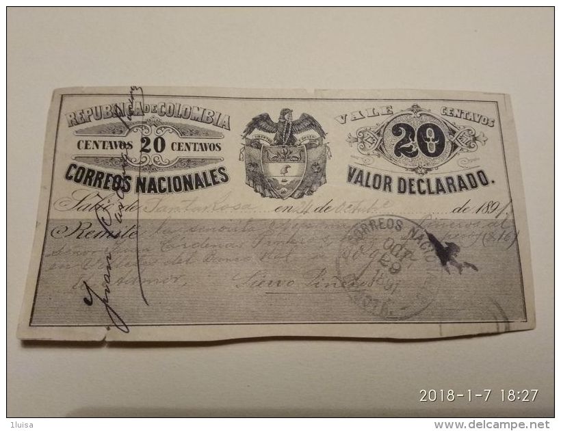 20 Centavos 1891 - Colombia