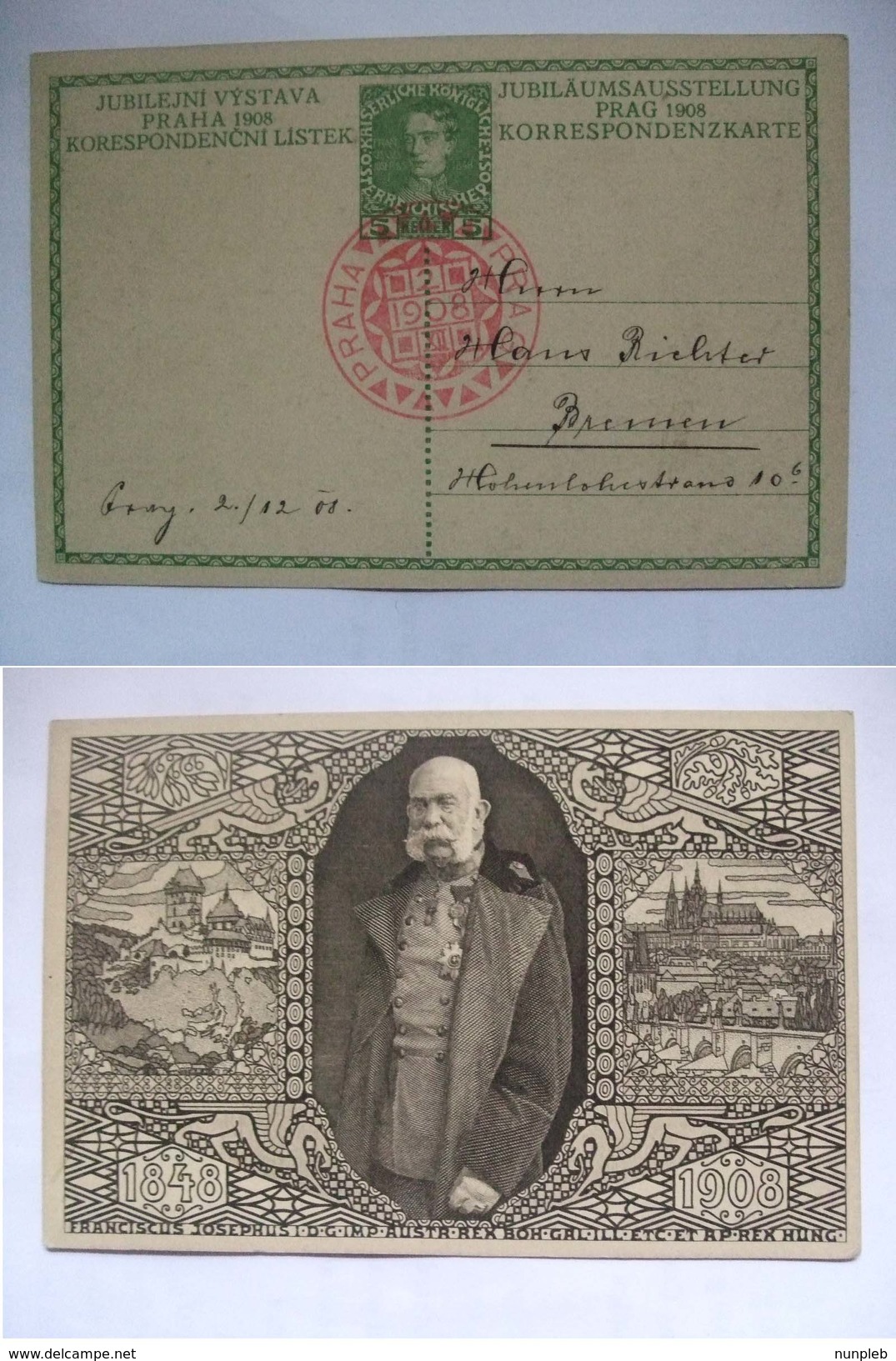 AUSTRIA - 1908 Korrespondenkarte Mit Praha 1908 Sonderstempel Und Franz Jospeh - Covers & Documents