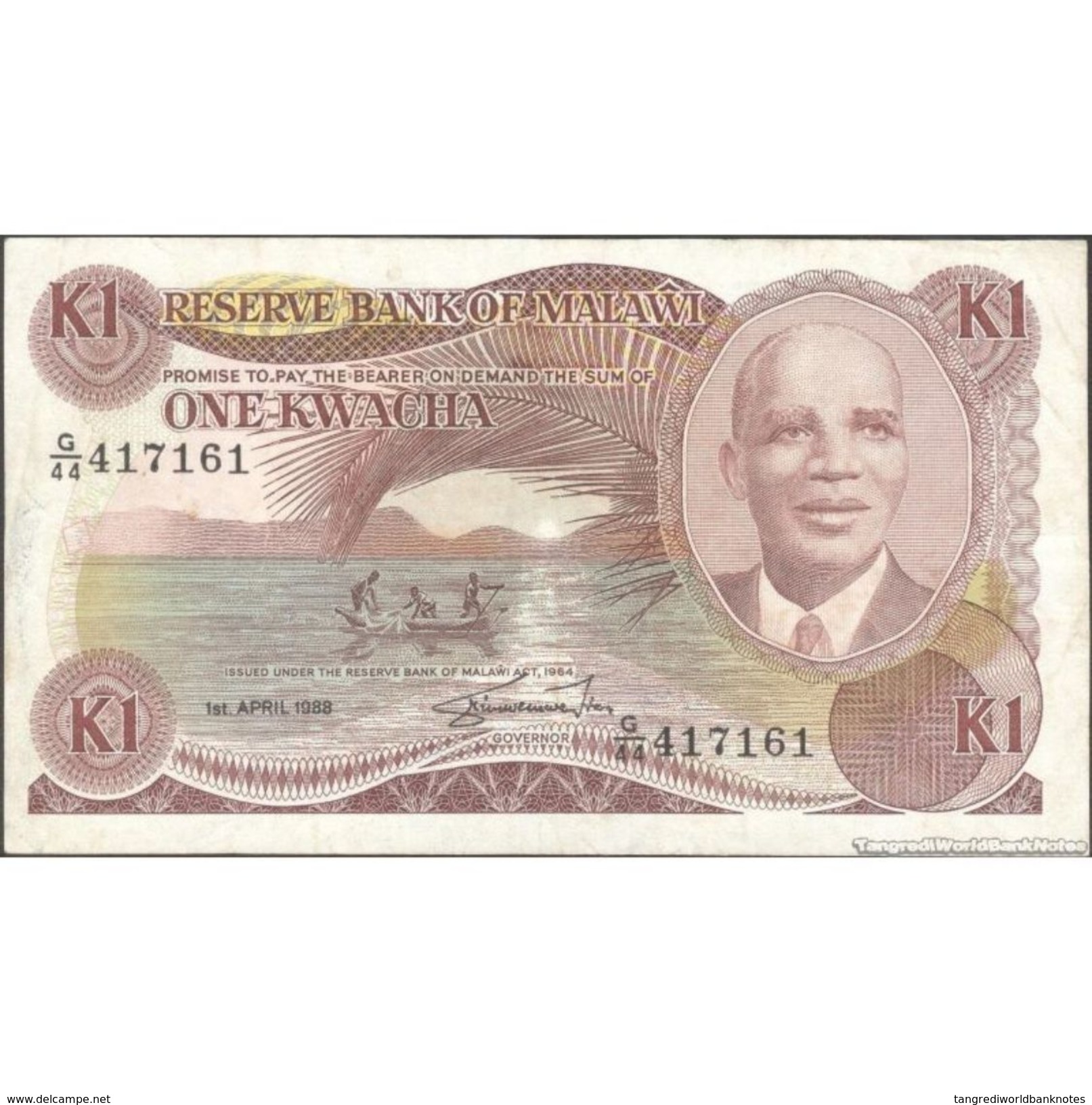 TWN - MALAWI 19b - 1 Kwacha 1.4.1988 G/44 417161 AVF - Malawi