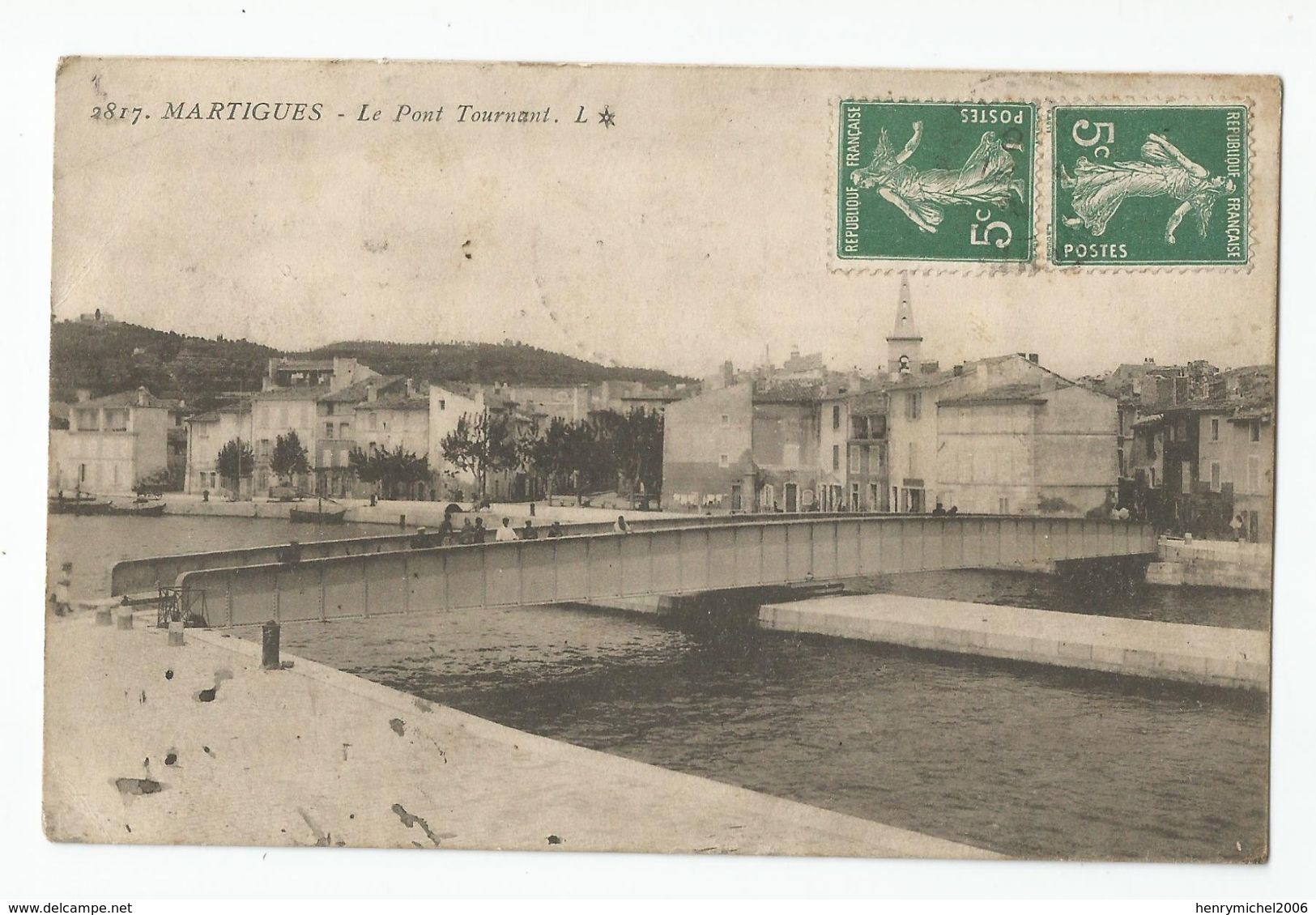 13 Martigues Le Pont Tournant 1908 Carte Réexpédiée Marcophilie - Martigues