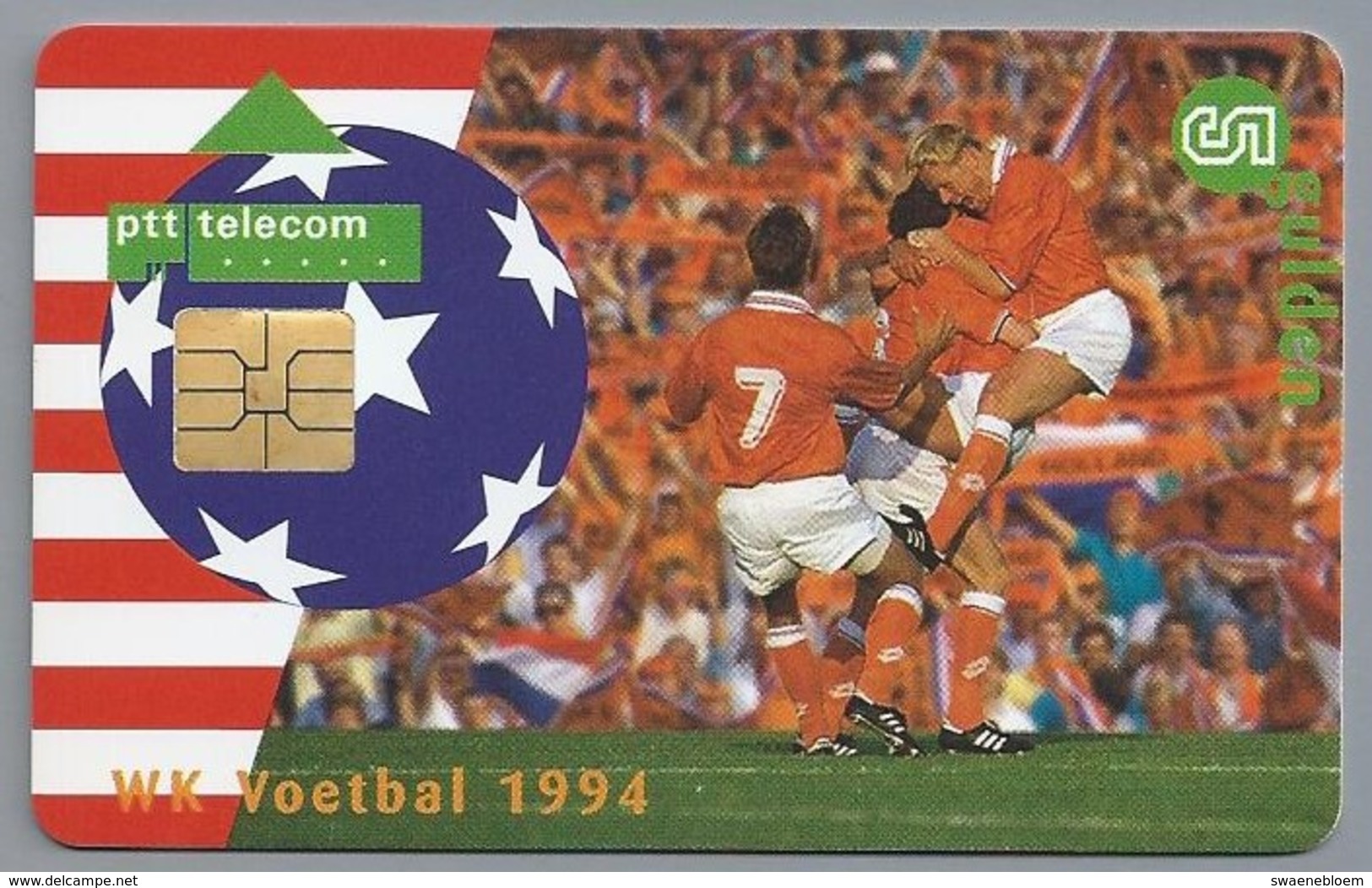 NL.- Telefoonkaart. 5 GULDEN. PTT Telecom. WK Voetbal 1994. ORANJE GOES USA!. - Sport