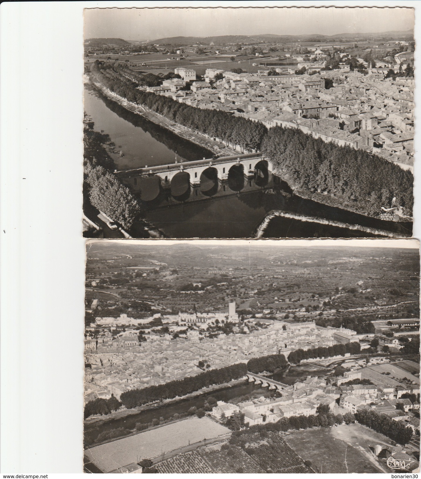 2 CPSM 30 SOMMIERES VUE AERIENNE PONT ROMAIN - Sommières