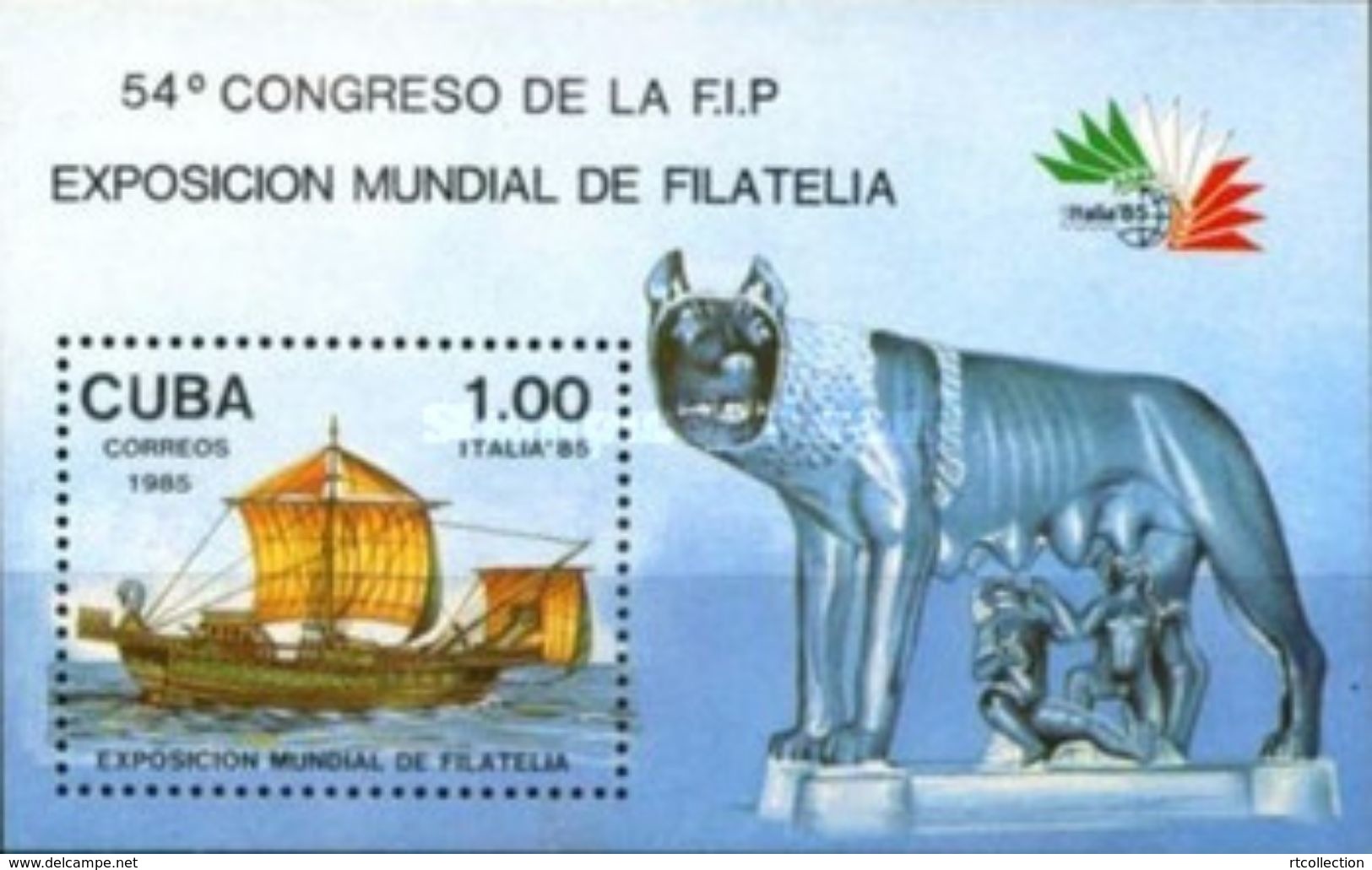 Cuba 1985 The Italia 85 International Stamp Exhibition Rome EXPO Philatelic Exhibitions Ship Sailing Boat S/S Stamp MNH - Unused Stamps