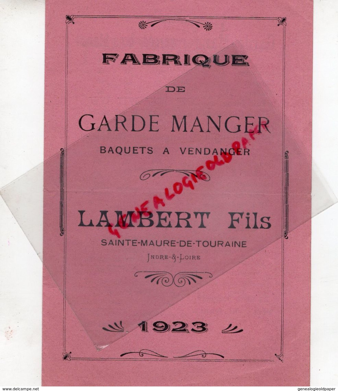 37- SAINTE MAURE DE TOURAINE- RARE CATALOGUE FABRIQUE GARDE MANGER-LAMBERT FILS-1923- IMPRIMERIE LIBRAIRIE J.RICHARD - Petits Métiers