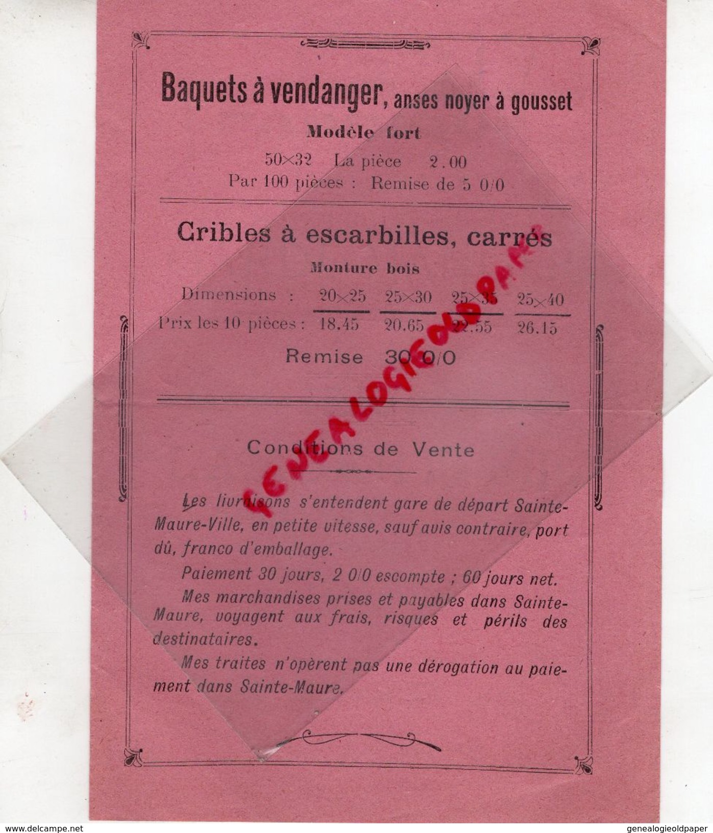 37- SAINTE MAURE DE TOURAINE- RARE CATALOGUE FABRIQUE GARDE MANGER-LAMBERT FILS-1923- IMPRIMERIE LIBRAIRIE J.RICHARD - Petits Métiers
