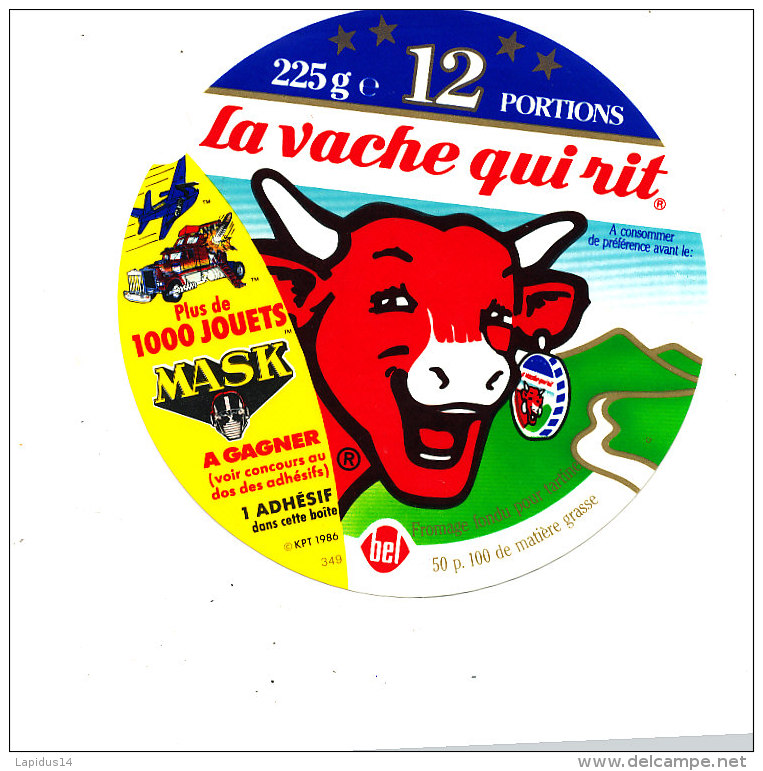 P 713 - ETIQUETTE DE FROMAGE - LA VACHE QUI RIT-  12 PORTIONS   PLUS DE 1000 JOUETS MASK A GAGNER - Fromage