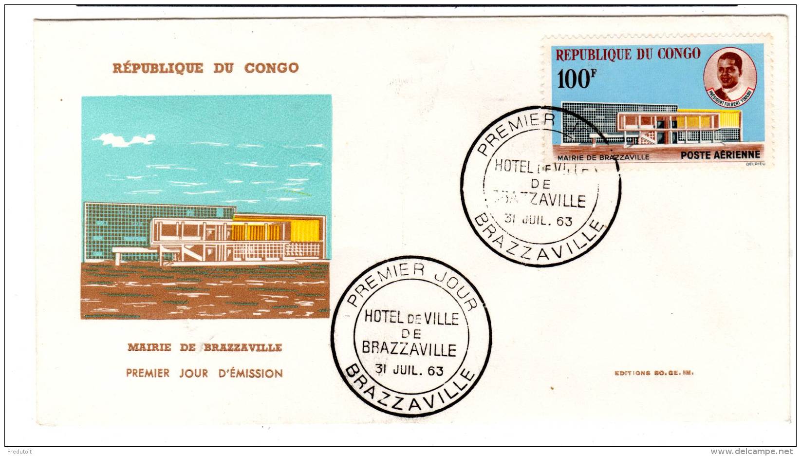 CONGO - FDC - N° PA 11  (1963) Mairie De Brazzaville - FDC