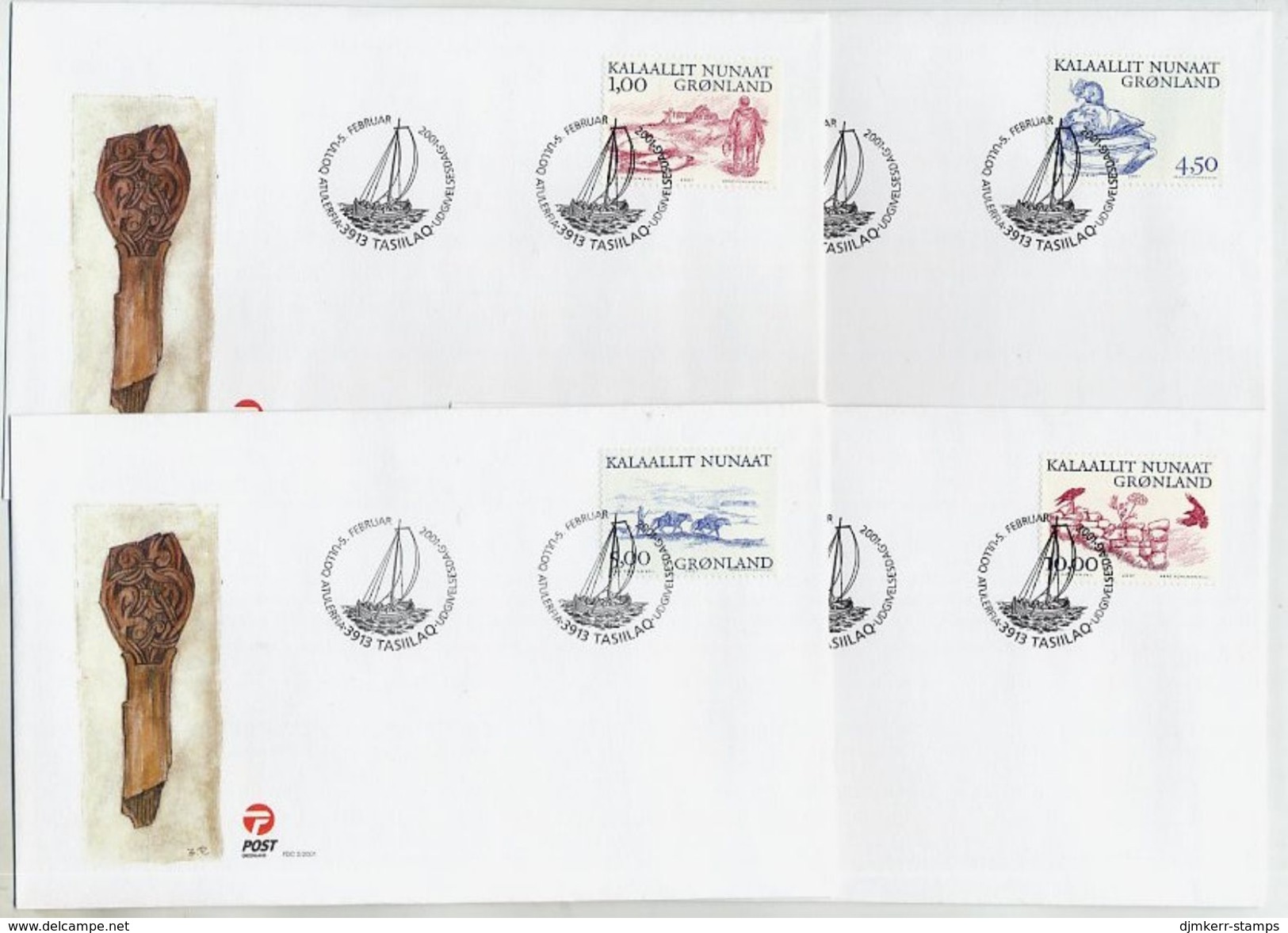 GREENLAND 2001 Arctic Vikings III  On FDCs.  Michel 361-64 - FDC