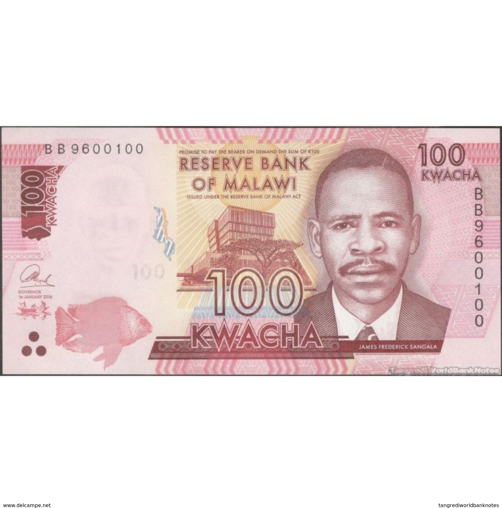 TWN - MALAWI 65b - 100 Kwacha 1.1.2016 Prefix BB UNC - Malawi