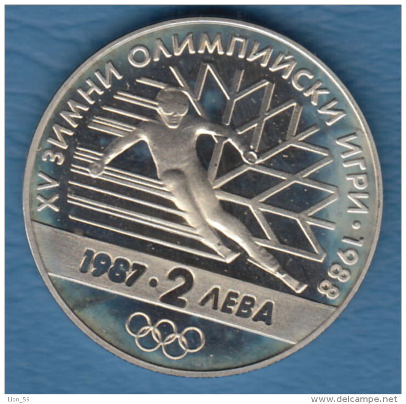 F7184 / - 2 Leva - 1987 - Skiing -  15 Th WINTER OLIMPIC GAMES CALGARY CANADA 1988 - Bulgaria - Coins Monnaies Munzen - Bulgaria