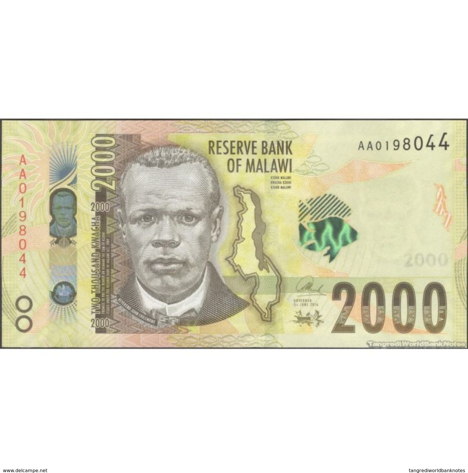 TWN - MALAWI NEW - 2000 2.000 Kwacha 1.6.2016 Prefix AA UNC - Malawi