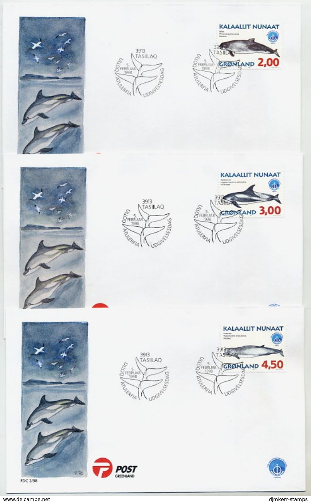 GREENLAND 1998 Whales III On FDCs.  Michel 316-21 - FDC