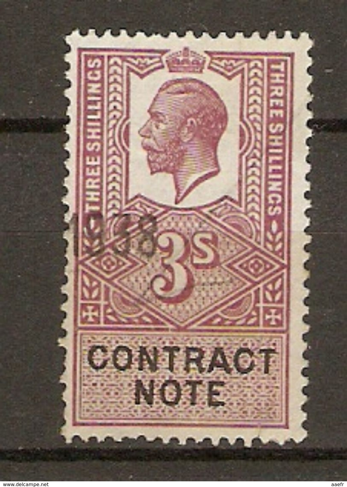 Grande-Bretagne - 1938 - George V - 3 Sh Contract Note - Timbre Fiscal° - Steuermarken