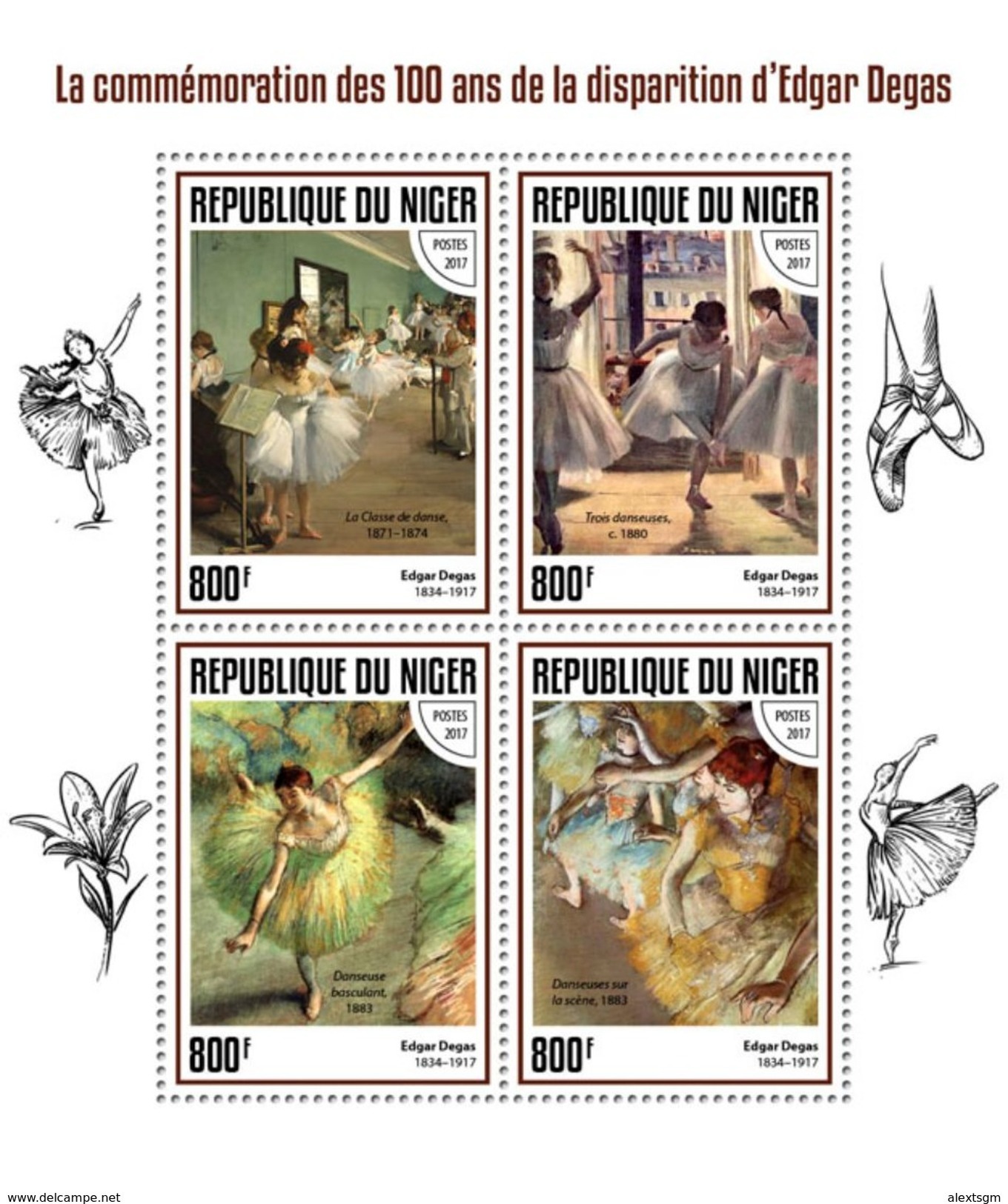 NIGER 2017 - Edgar Degas. Official Issue - Impressionisme