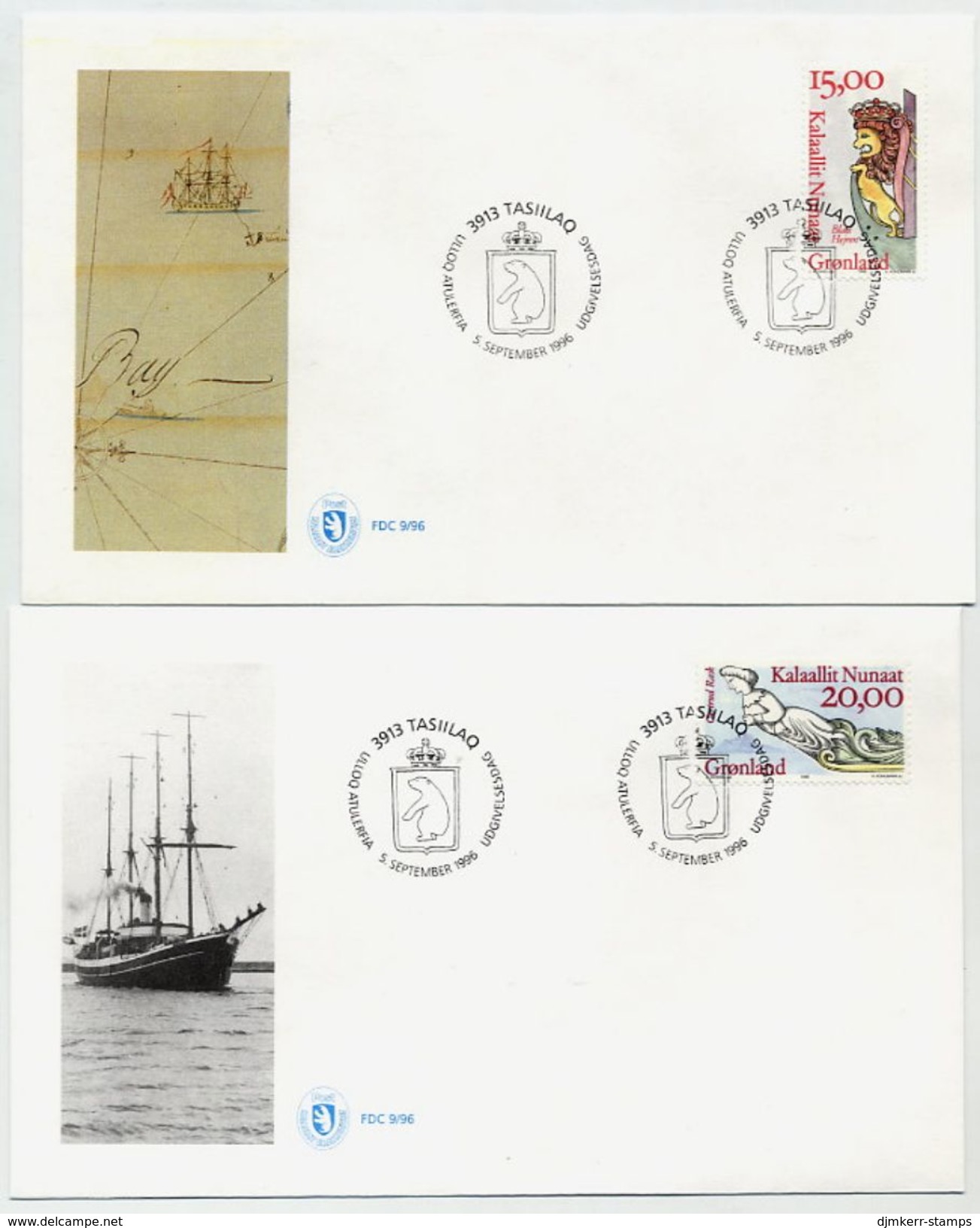 GREENLAND 1996 Ships' Figureheads III On FDCs.  Michel 294-95 - FDC