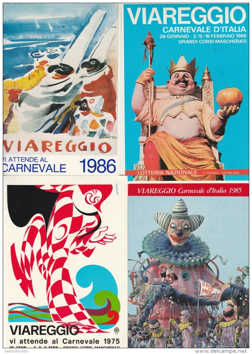 LOTTO 4 CARTOLINE CARNEVALE VIAREGGIO  ANNULLI SPECIALI (A CARN203 - 1981-90: Poststempel