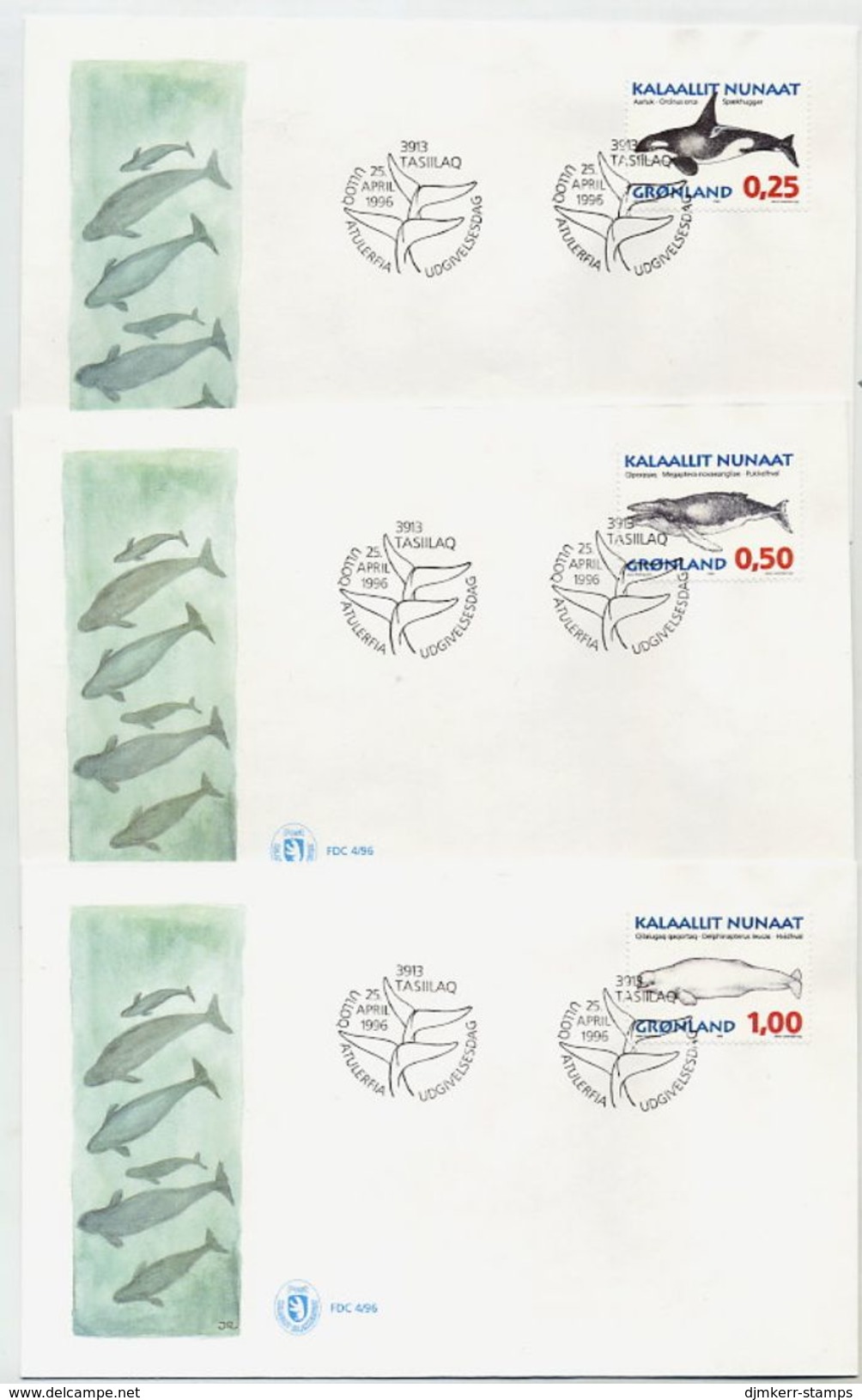 GREENLAND 1996 Whales I On FDCs.  Michel 287-92 - FDC